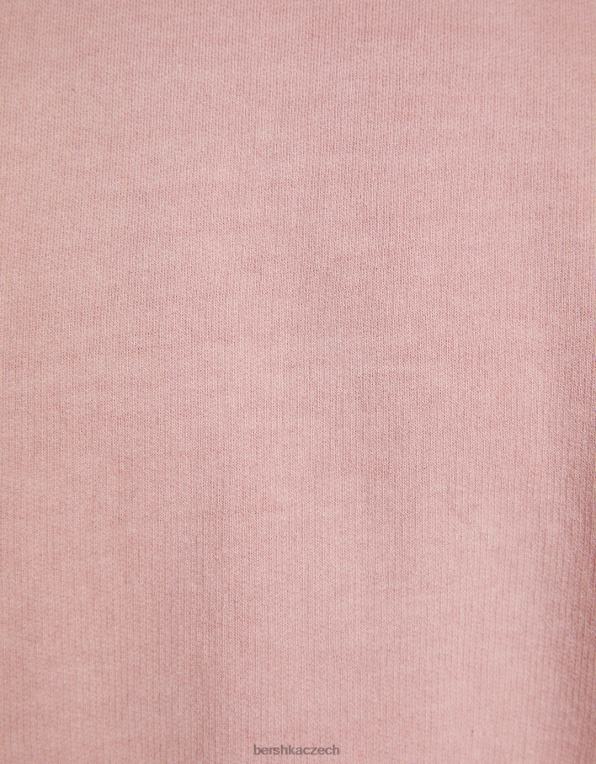 muži Bershka vybledlé tričko s krátkým rukávem P88442648 oblečení růžový