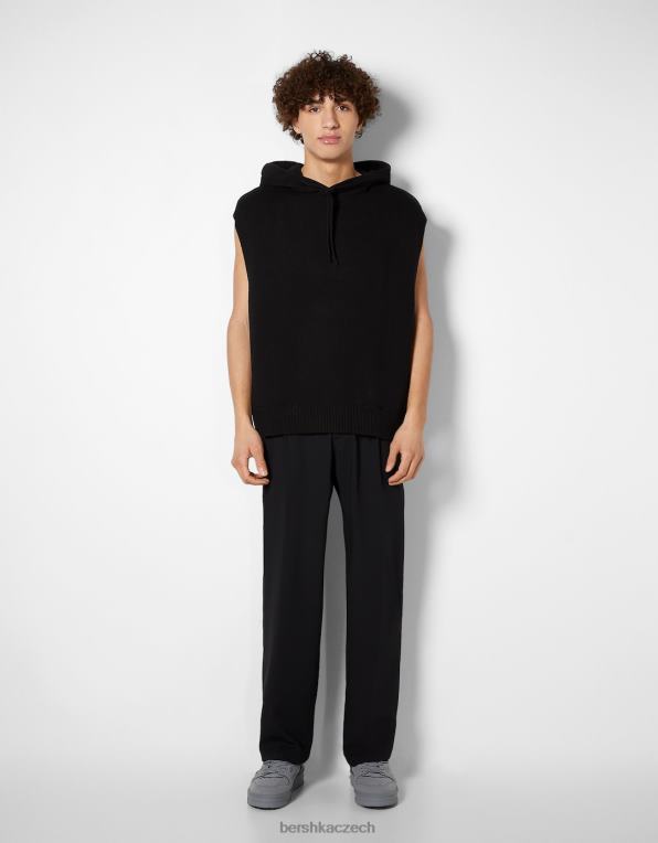 muži Bershka pletená vesta s kapucí P88443012 oblečení Černá