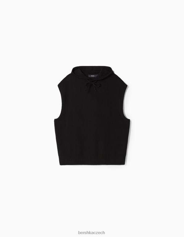 muži Bershka pletená vesta s kapucí P88443012 oblečení Černá