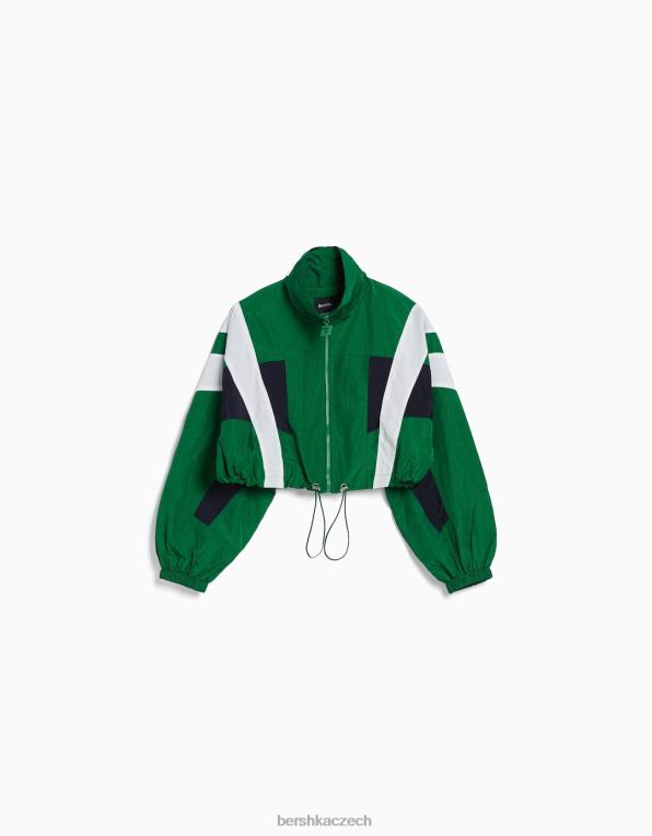 unisex Bershka zkrácený nylonový barevný blok P88444150 oblečení zelená