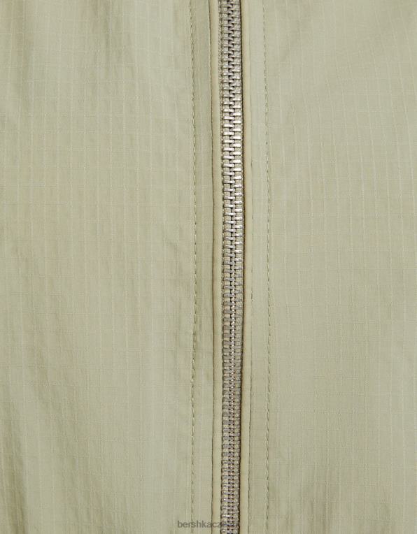 unisex Bershka zkrácená nylonová bunda s ripstop texturou P88444157 oblečení khaki