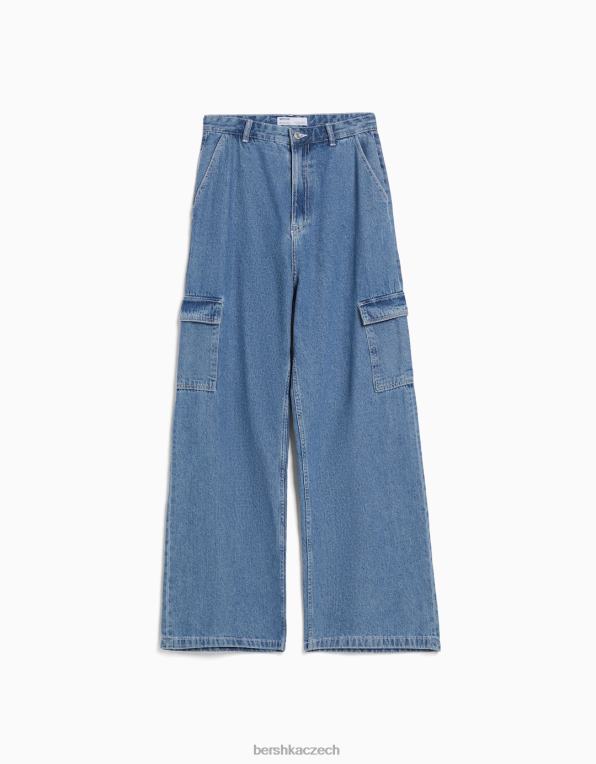 unisex Bershka cargo džíny se širokými nohavicemi P88444000 oblečení modrý