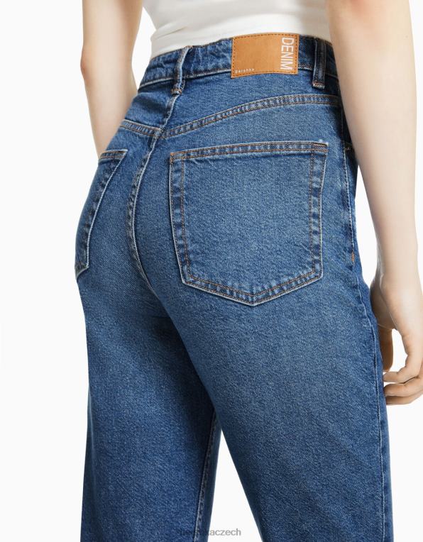 unisex Bershka džíny slim comfort fit mom P88443918 oblečení modrý