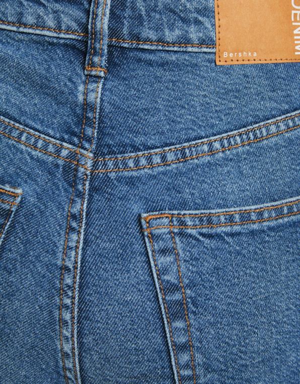 unisex Bershka džíny slim comfort fit mom P88443918 oblečení modrý