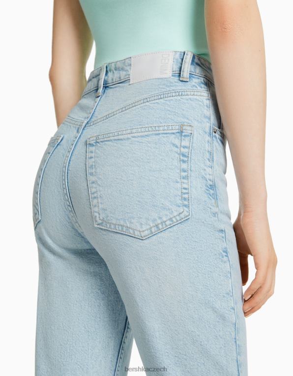 unisex Bershka džíny slim comfort fit mom P88443919 oblečení světle modrá