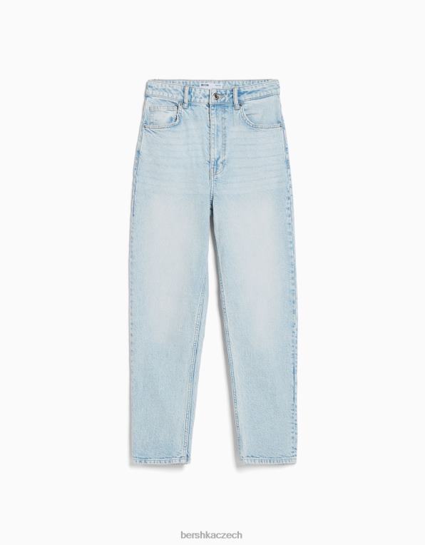 unisex Bershka džíny slim comfort fit mom P88443919 oblečení světle modrá