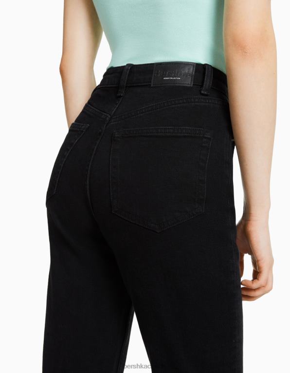 unisex Bershka džíny slim comfort fit mom P88443921 oblečení Černá