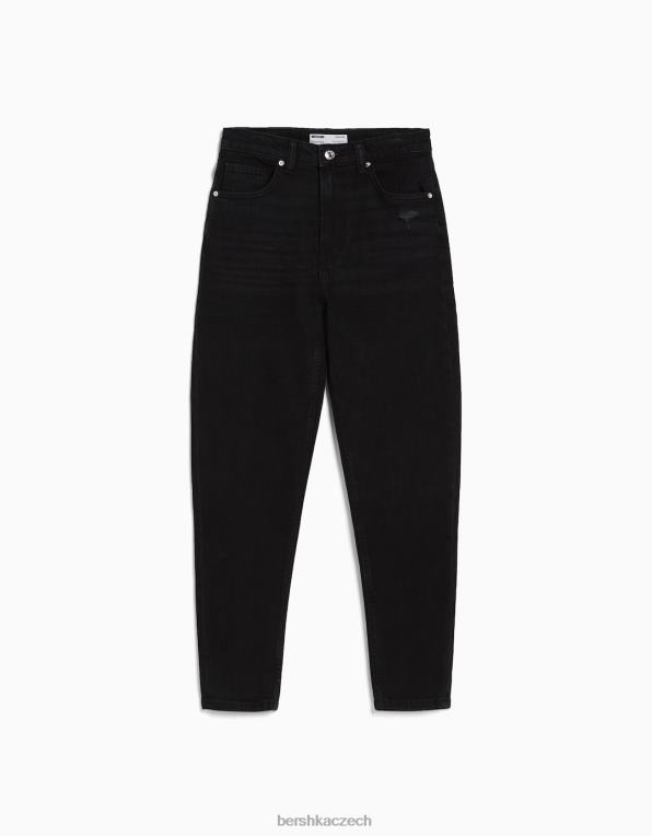 unisex Bershka džíny slim comfort fit mom P88443921 oblečení Černá