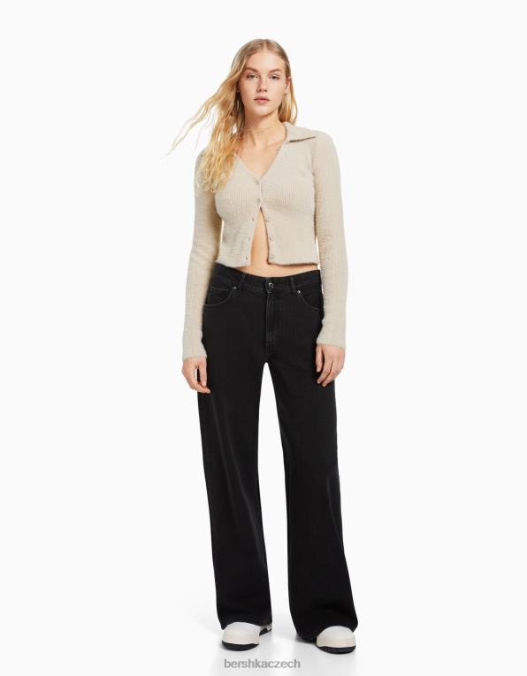 unisex Bershka široké džíny P88443981 oblečení Černá