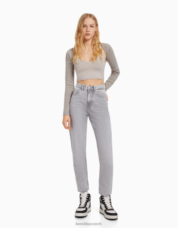 unisex Bershka máma džíny P88443937 oblečení Šedá