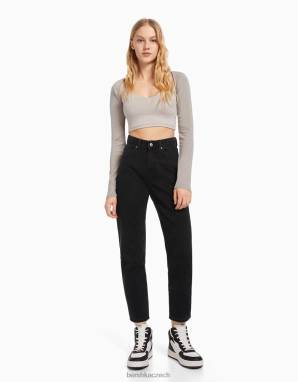 unisex Bershka máma džíny P88443939 oblečení Černá