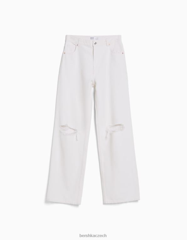 unisex Bershka roztrhané široké džíny z 90. let P88443955 oblečení bílý