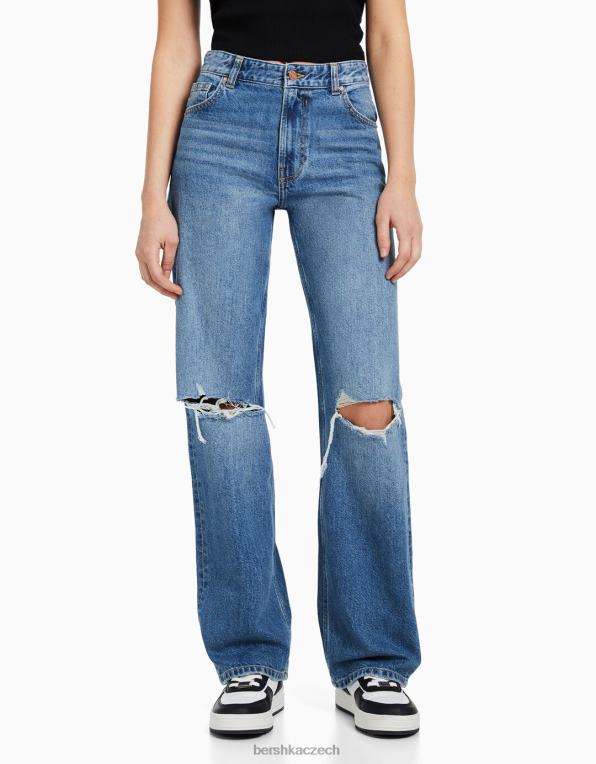 unisex Bershka roztrhané široké džíny z 90. let P88443957 oblečení modrý