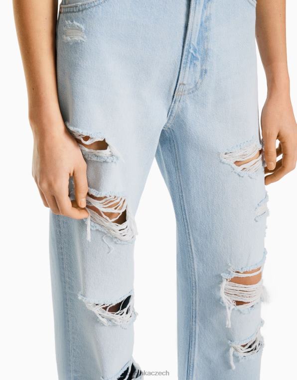 unisex Bershka roztrhané široké džíny z 90. let P88443983 oblečení světle modrá