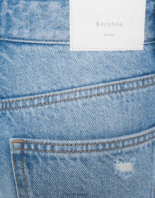 unisex Bershka roztrhané široké džíny z 90. let P88443985 oblečení světle modrá