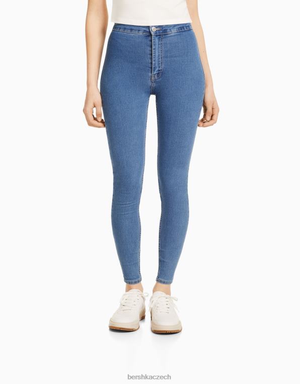 unisex Bershka super vysoké džínové legíny P88443935 oblečení světle modrá