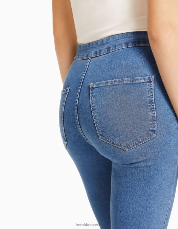 unisex Bershka super vysoké džínové legíny P88443935 oblečení světle modrá