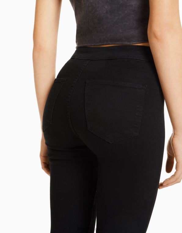 unisex Bershka super vysoké džínové legíny P88443936 oblečení Černá