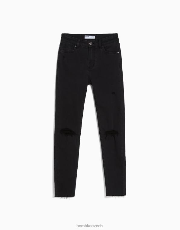 unisex Bershka vintage džíny úzkého střihu s nízkým střihem P88443975 oblečení Černá