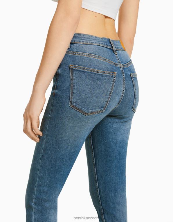 unisex Bershka úzké vysoké džíny P88443967 oblečení modrý