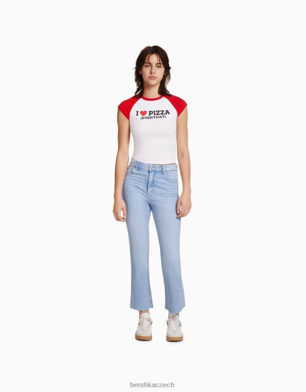 unisex Bershka zkrácené rozšířené džíny P88443922 oblečení světle modrá