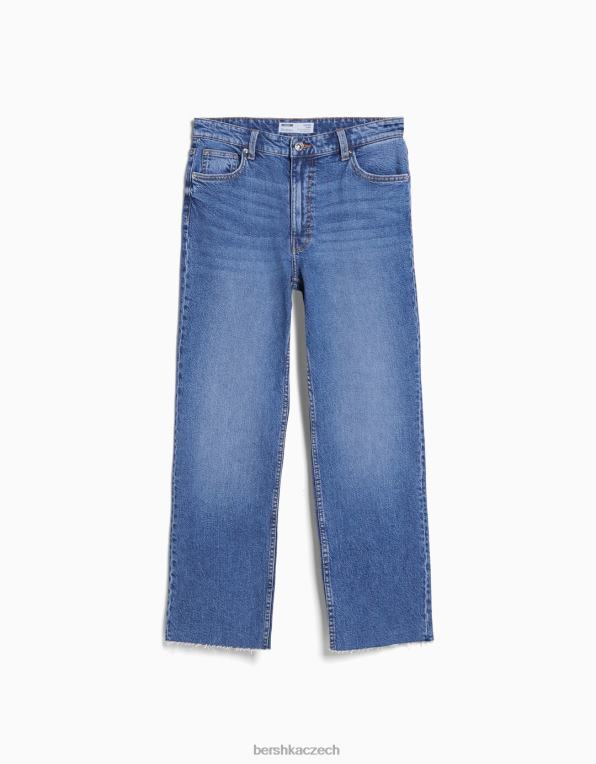unisex Bershka zkrácené rozšířené džíny P88443924 oblečení modrý