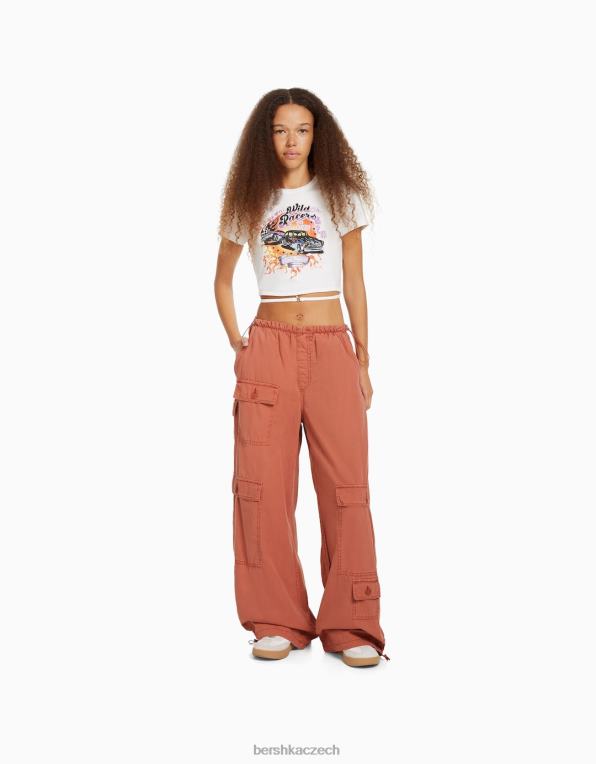 unisex Bershka nákladní padákové kalhoty P88443900 oblečení růžový