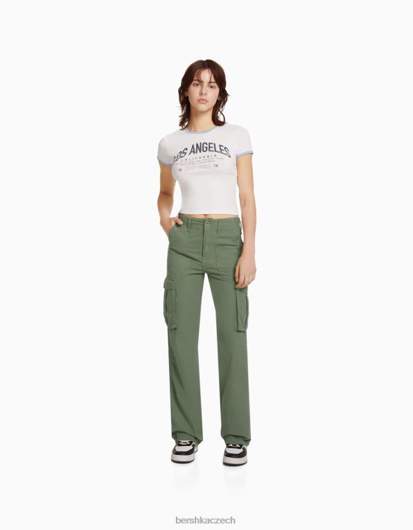 unisex Bershka nastavitelné cargo kalhoty rovného střihu P88443866 oblečení khaki