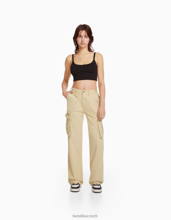 unisex Bershka nastavitelné cargo kalhoty rovného střihu P88443868 oblečení písek