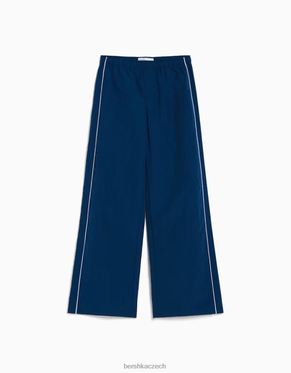 unisex Bershka nylonové kalhoty s bočním lemováním P88443894 oblečení modrý