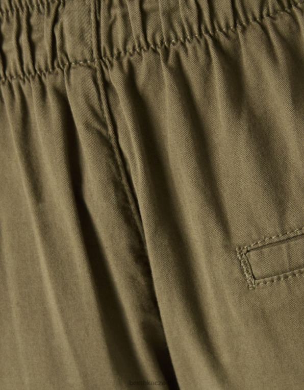 unisex Bershka padákové tepláky volného střihu P88443886 oblečení khaki