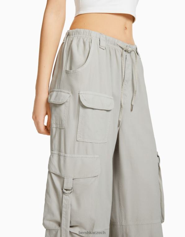 unisex Bershka rustikální cargo kalhoty chobotnice P88443888 oblečení Šedá