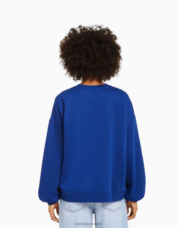 unisex Bershka oversize mikina s potiskem P88444115 oblečení modrý