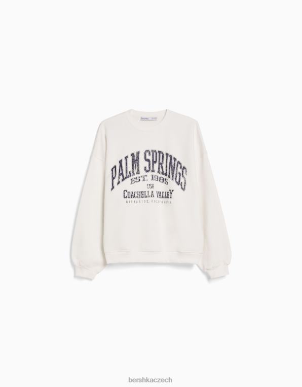 unisex Bershka oversize mikina s potiskem P88444117 oblečení bílý