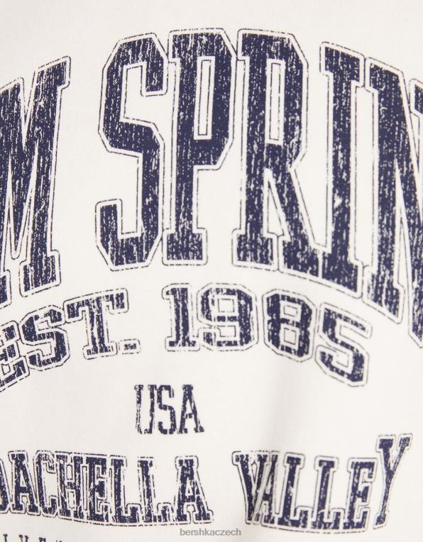 unisex Bershka oversize mikina s potiskem P88444117 oblečení bílý