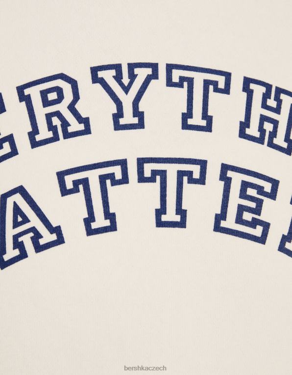 unisex Bershka oversize mikina s potiskem P88444118 oblečení krém