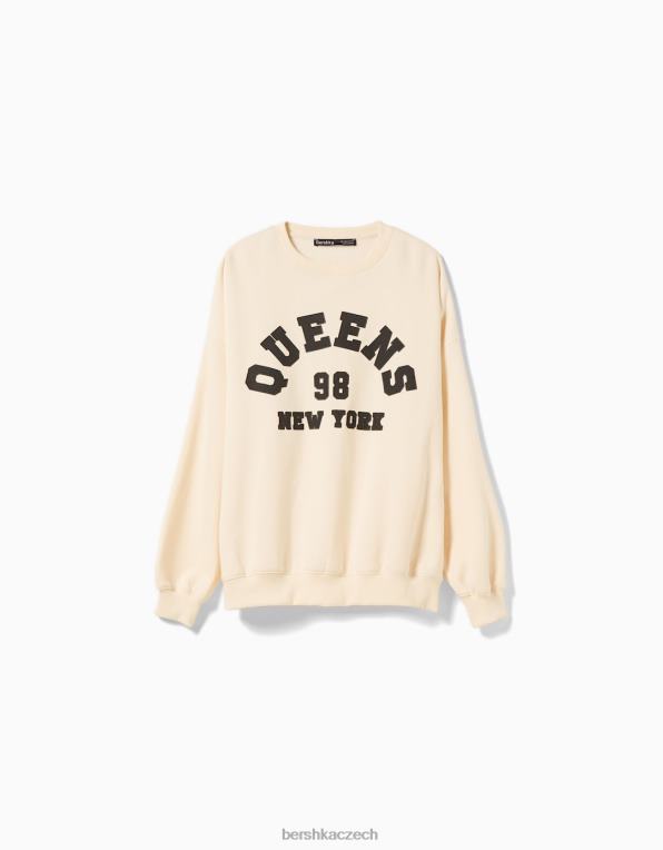 unisex Bershka oversize mikina s potiskem P88444132 oblečení béžový