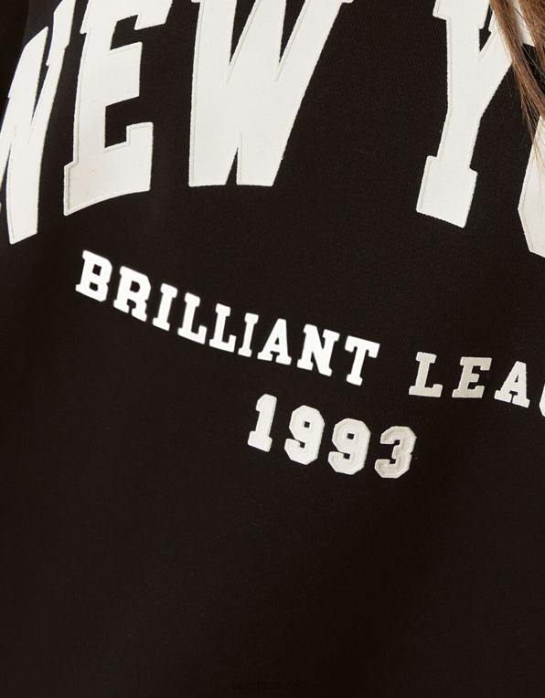 unisex Bershka oversize mikina s potiskem P88444134 oblečení Černá