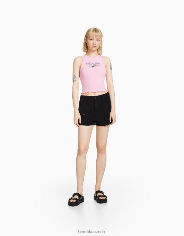 unisex Bershka bavlněné šortky s více nákladem P88444041 oblečení Černá