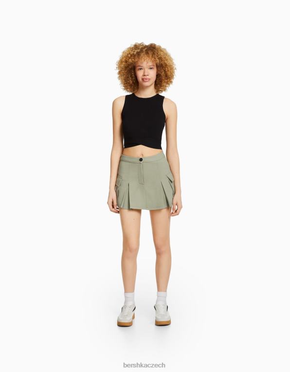 unisex Bershka cargo skort na míru s kapsami P88444037 oblečení khaki