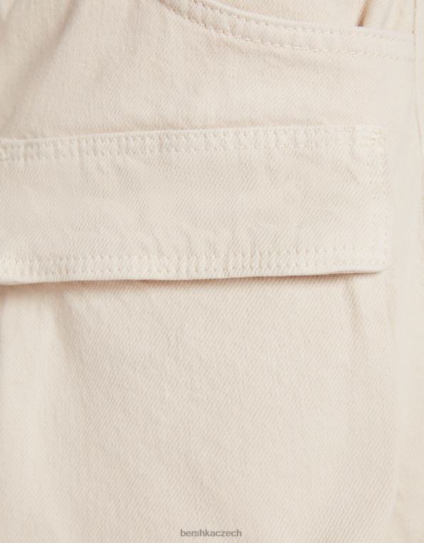 unisex Bershka džínové cargo šortky P88444008 oblečení špinavě bílé