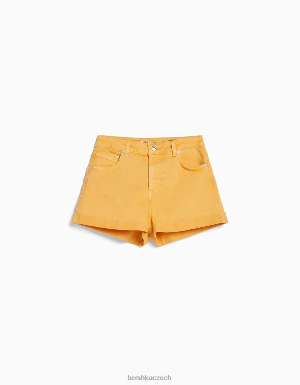 unisex Bershka komfortní keprové šortky s ohrnovacím lemem P88444030 oblečení žlutá