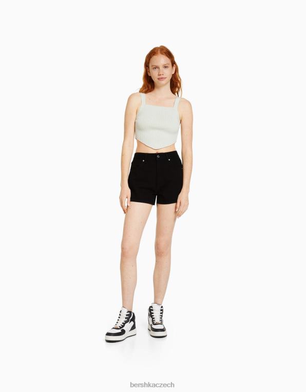 unisex Bershka máma fit džínové šortky P88444020 oblečení Černá