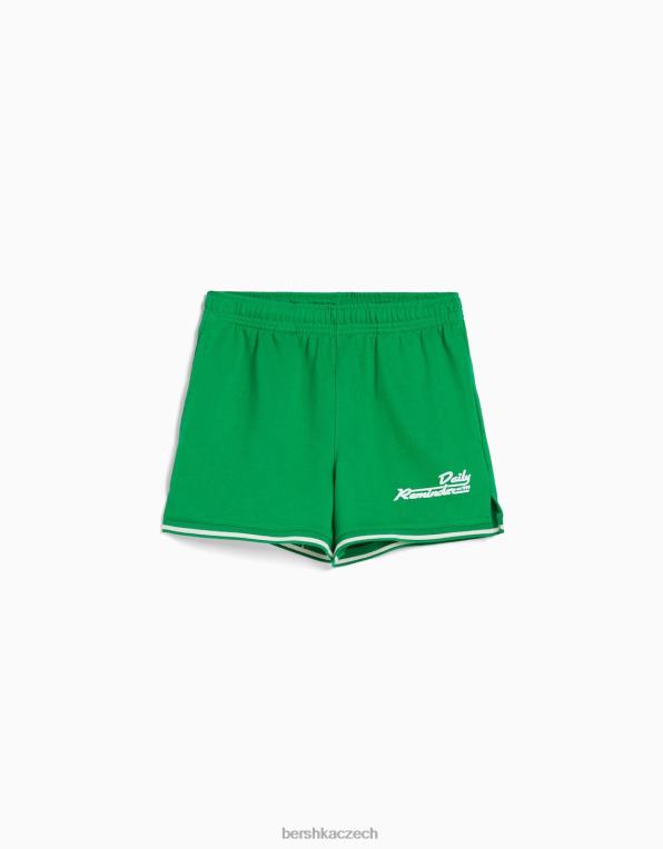 unisex Bershka plyšové šortky s potiskem a lemy P88444062 oblečení zelená