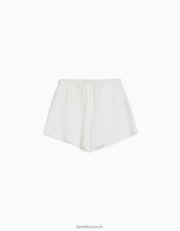 unisex Bershka rustikální šortky s řasenou gumou P88444031 oblečení špinavě bílé