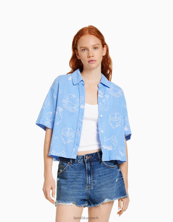 unisex Bershka vintage roztrhané džínové šortky P88444051 oblečení modrý