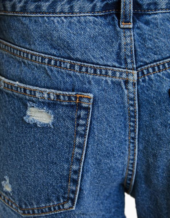 unisex Bershka vintage roztrhané džínové šortky P88444051 oblečení modrý