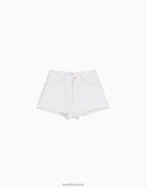 unisex Bershka vintage roztrhané džínové šortky P88444054 oblečení bílý