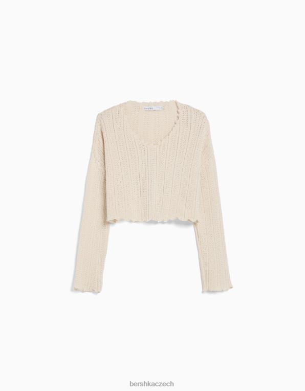 unisex Bershka rustikální svetr P88444143 oblečení krém