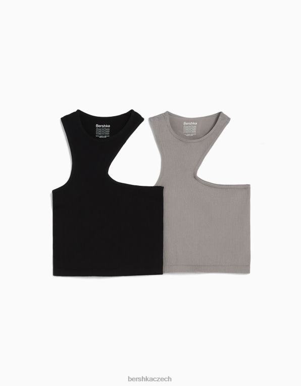 unisex Bershka 2 balení bezešvých asymetrických topů P88443729 oblečení vícebarevný